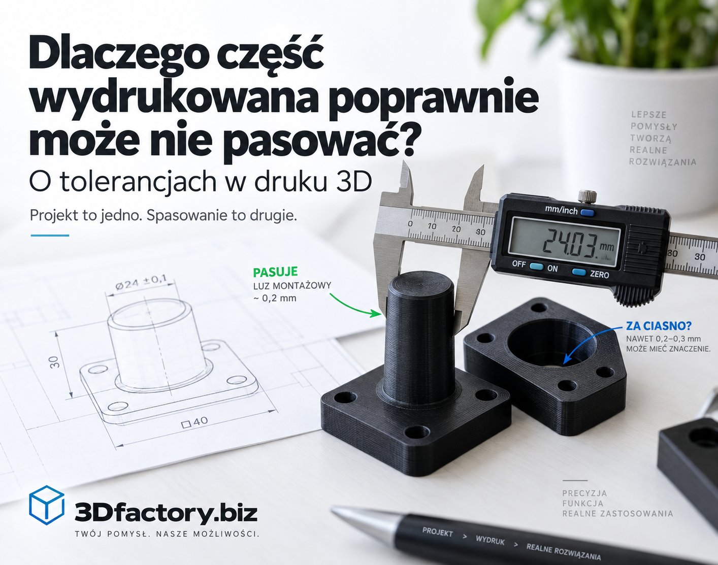 Dlaczego część wydrukowana poprawnie może nie pasować? O tolerancjach w druku 3D